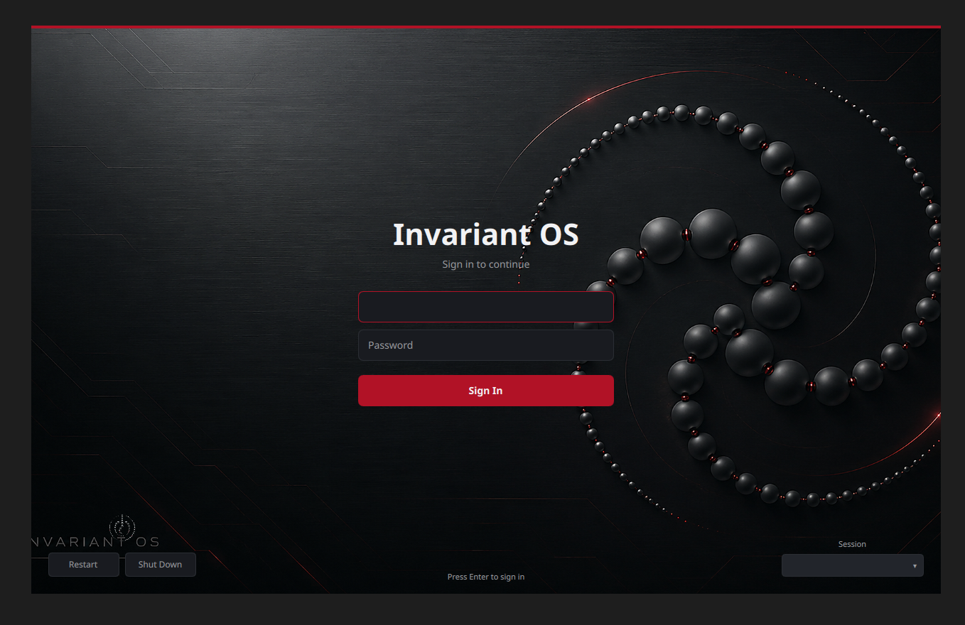 Login screen