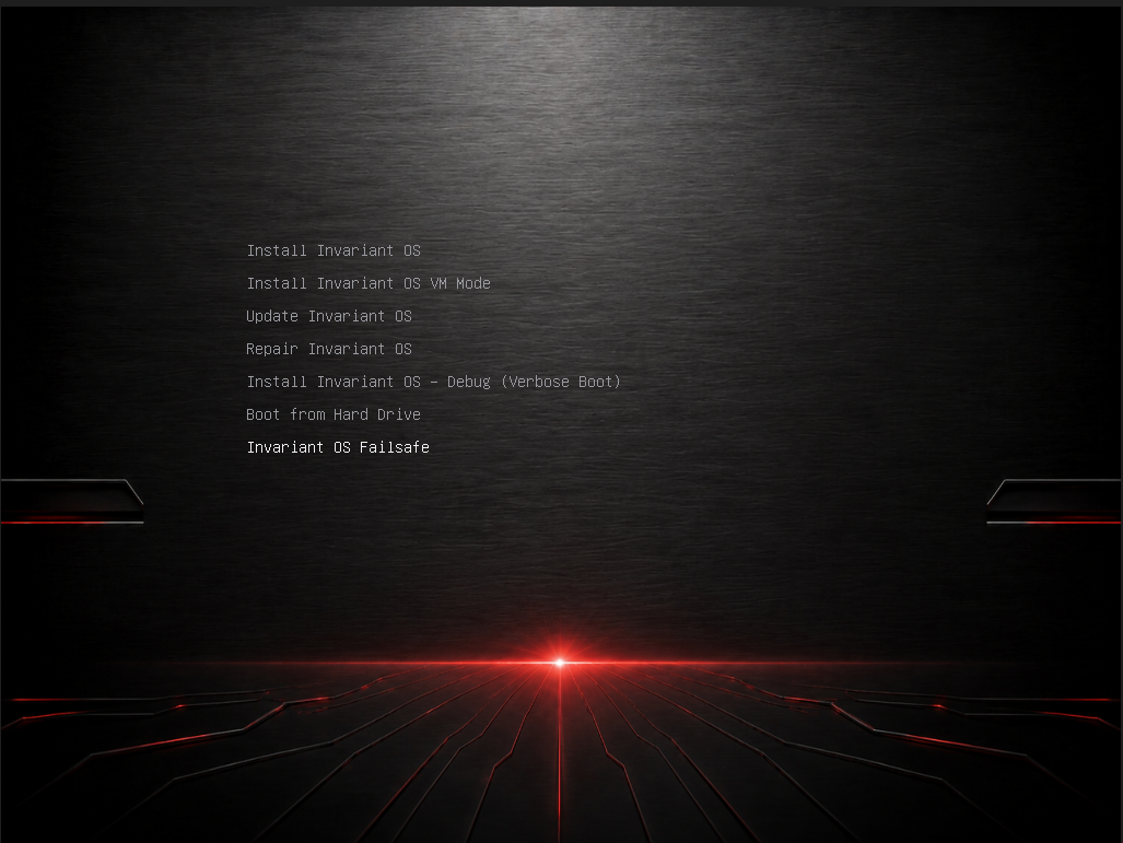 Main boot menu