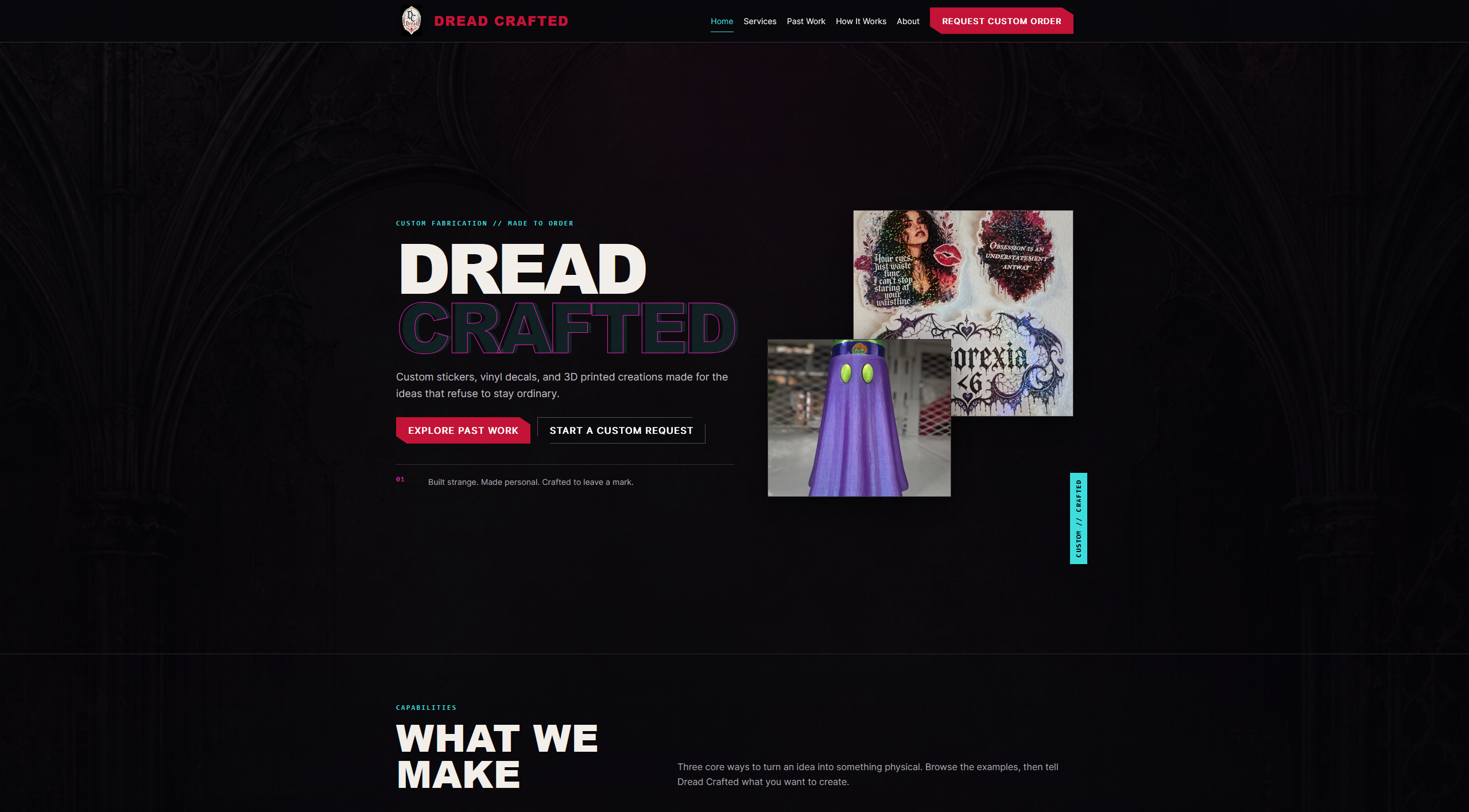 Dread Crafted Designs Website screenshot