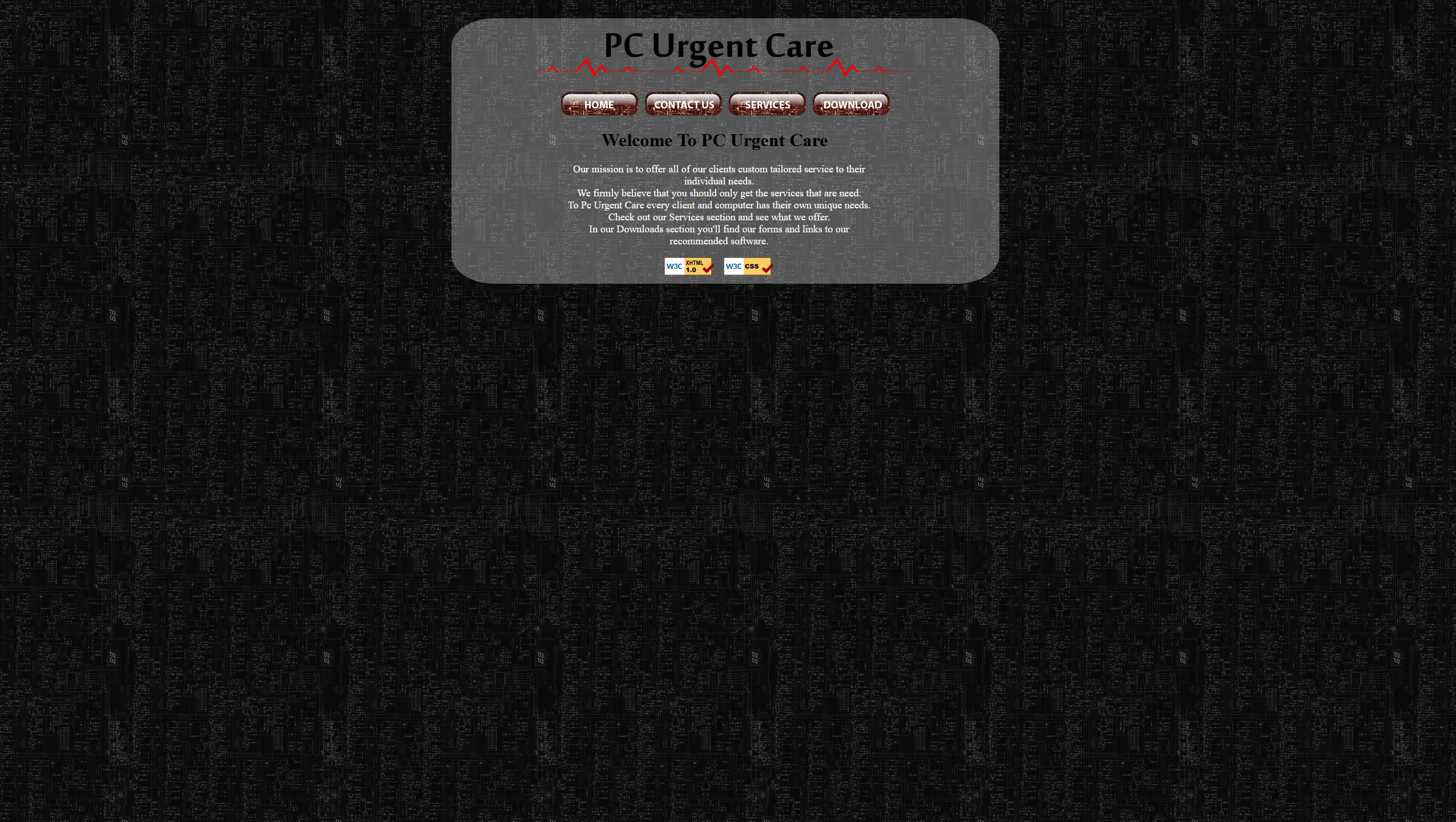 PC Urgent Care Website screenshot